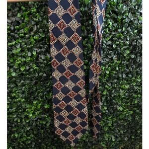 Chaps Ralph Lauren Vintage Silk Necktie, 58in Classic Geometric Design, Made USA